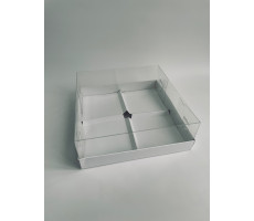 Коробка для муссовых пирожных 17,5*17,5*6см с прзрачной крышкой (4 ложемента)