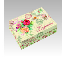 Коробка картонная "Поздравляю с розами" 210*150*57мм 500гр